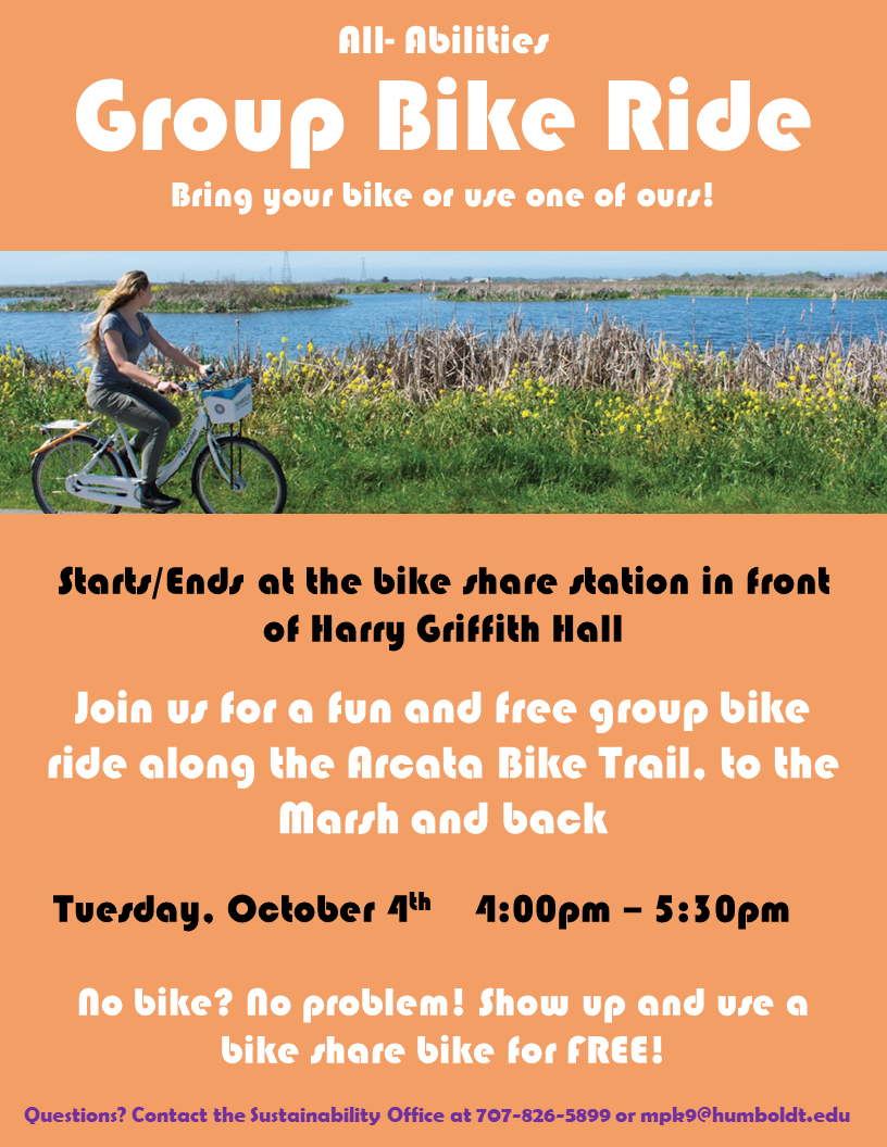 Flyer for an All Abilities Group Bike Ride, Oct 4th at 4pm.  Meet at the HGH bikeshare station